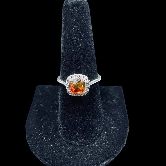 Bomb Party 925 Ring Mystic Topaz Halo Sterling Silver Size 8.5 Statement Jewelry - Picture 2 of 7